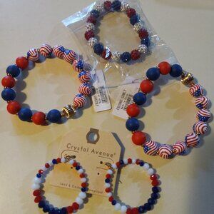 3 americana stack bracelets with coordinating fishhook earring